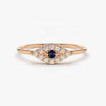 18K Gold Diamond And Sapphire Evil Eye Ring - Intou