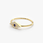 18K Gold Diamond And Sapphire Evil Eye Ring - Intou