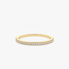 18K Gold Half Eternity Micro Pave Diamond Ring - Intou