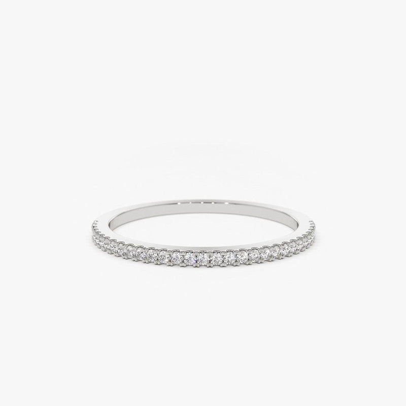 18K Gold Half Eternity Micro Pave Diamond Ring - Intou