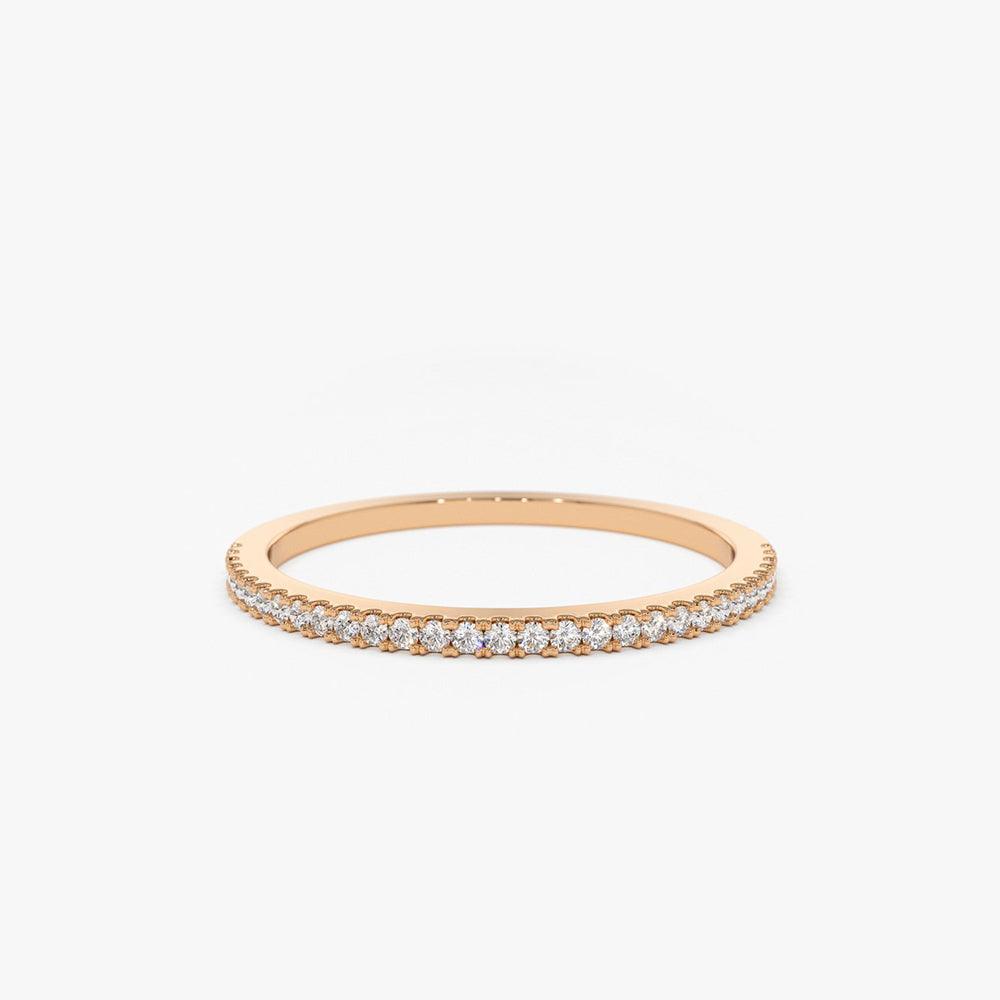 18K Gold Half Eternity Micro Pave Diamond Ring - Intou