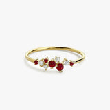 18K Gold Ruby and Diamond Cluster Ring - Intou