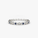 18K Sapphire Art Deco Wedding Band - Intou