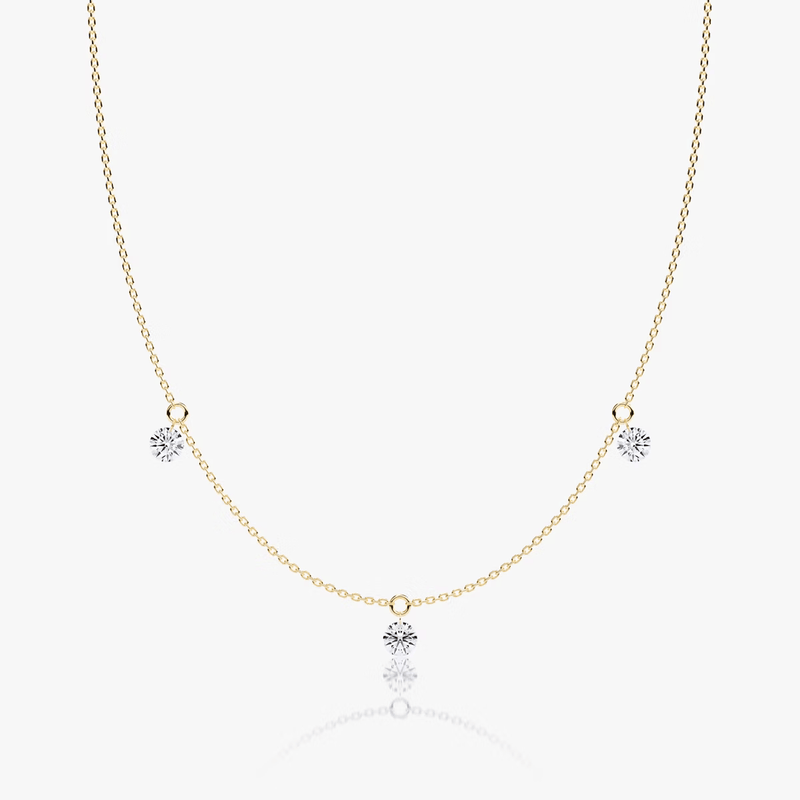 3 Diamonds Floating Station Necklace - Intou