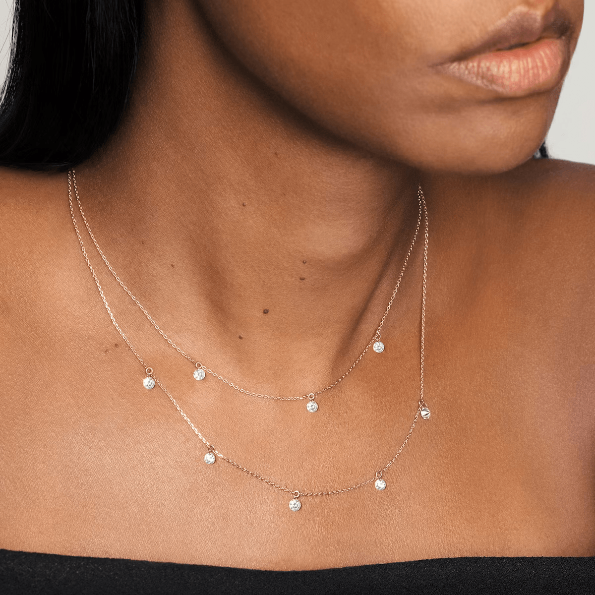 3 Diamonds Floating Station Necklace - Intou