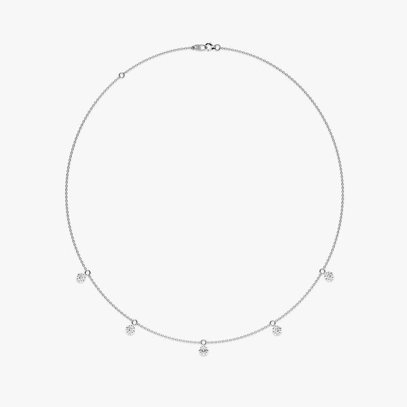 5 Diamonds Floating Station Necklace - Intou