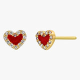 Passion Heart Diamond Enamel Stud