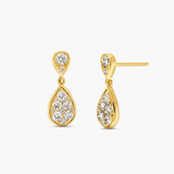 Pave Double Drop Stud Diamond Earrings