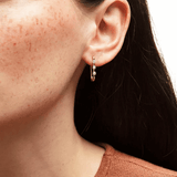 Square Hoop Six Daimond Earrings