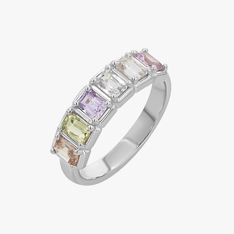 Sapphire Half Eternity Emerald Cut Band