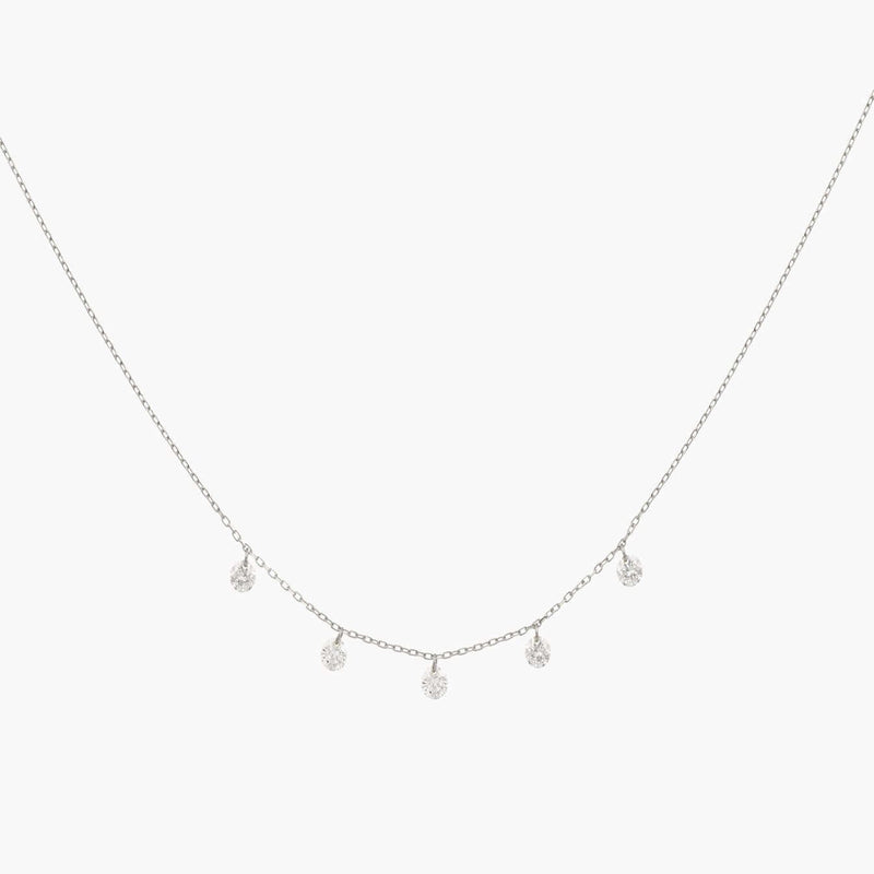 Mini Five Floating Round Cut Diamond Necklace