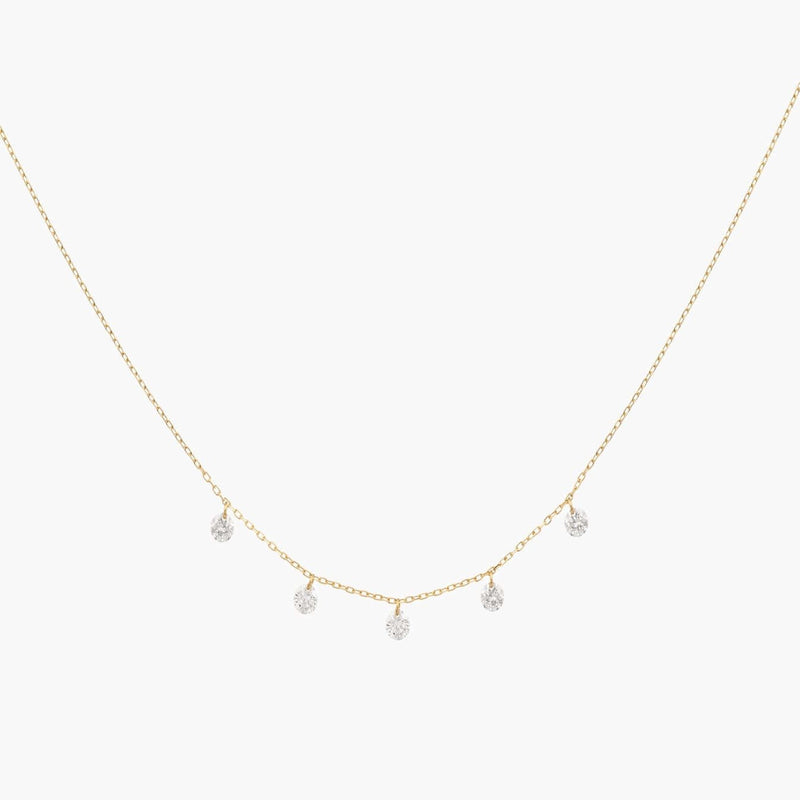 Mini Five Floating Round Cut Diamond Necklace