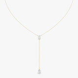 Oval and Teardrop Chain Lariat Necklace