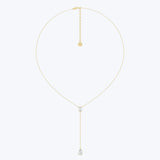 Oval and Teardrop Chain Lariat Necklace