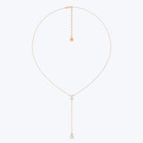 Oval and Teardrop Chain Lariat Necklace