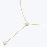 Oval and Teardrop Chain Lariat Necklace