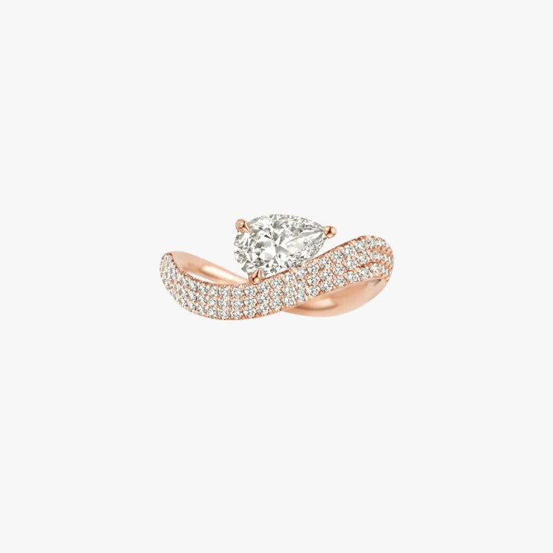 Wave Pavé Pear Ring - Intou