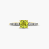 Peridot Cushion Diamond Ring