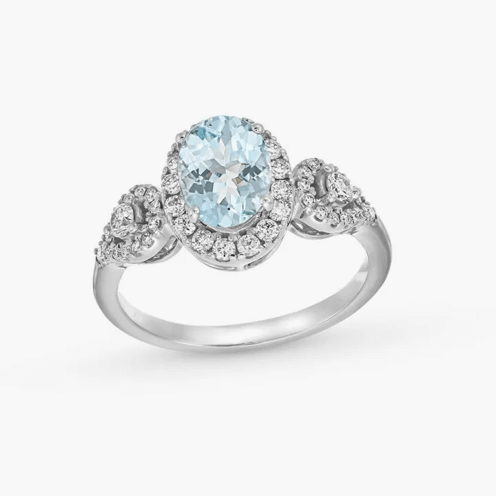 Oval Aquamarine Diamond Ring