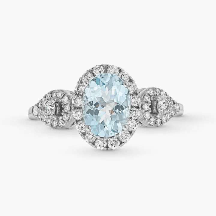 Oval Aquamarine Diamond Ring