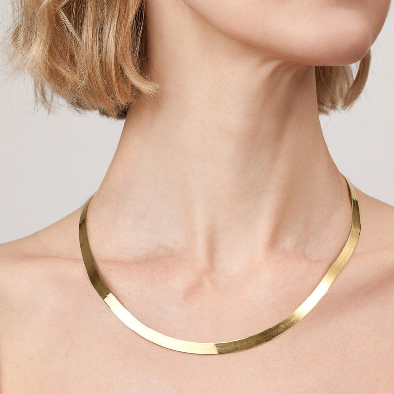 Gold Herringbone Chain Necklace