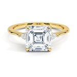 Asscher Cut Aria Three Stone Diamond Engagement Ring - Intou