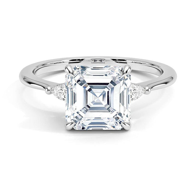 Asscher Cut Aria Three Stone Diamond Engagement Ring - Intou