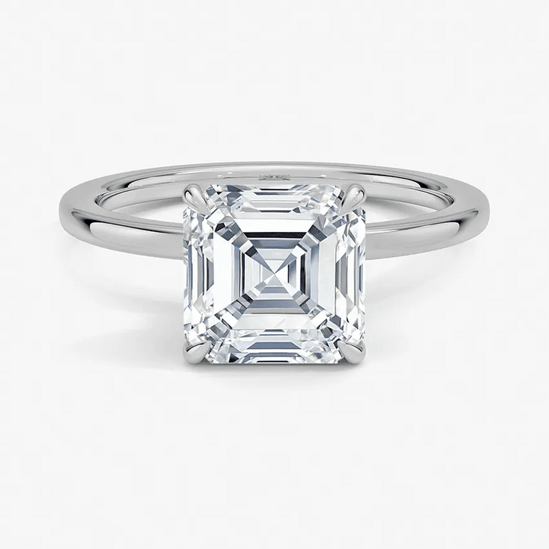 Asscher Cut Hidden Halo Diamond Engagement Ring - Intou