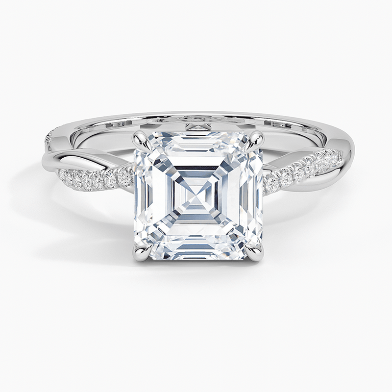 Asscher Cut Twisted Engagement Ring - Intou