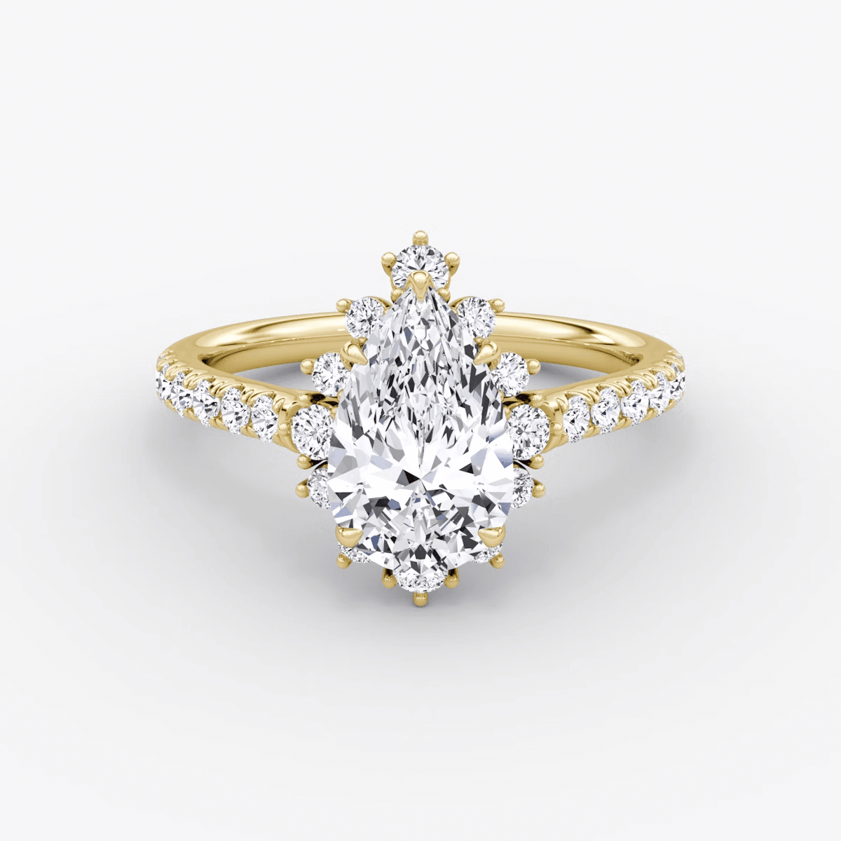 Aurora Halo Pear Pave Engagement Ring - Intou