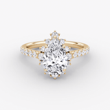 Aurora Halo Pear Pave Engagement Ring - Intou