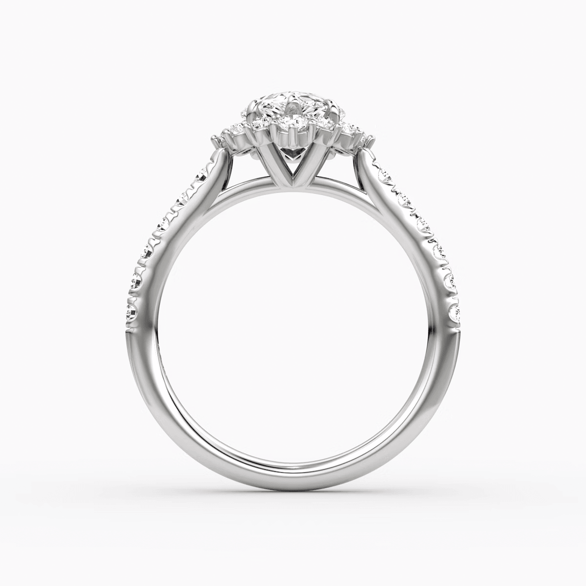 Aurora Halo Pear Pave Engagement Ring - Intou