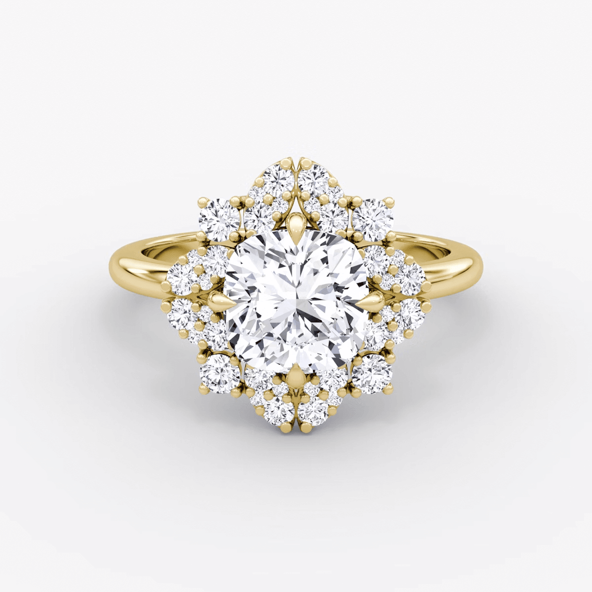 Carnation Cushion Cut Halo Engagement Ring - Intou