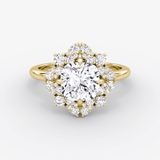 Carnation Cushion Cut Halo Engagement Ring - Intou