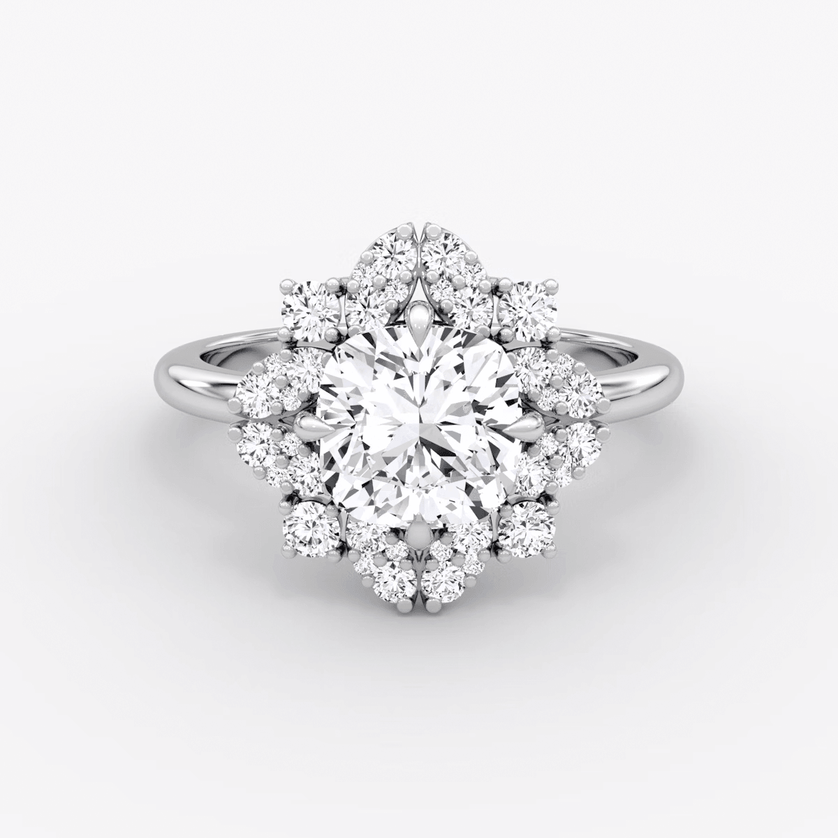 Carnation Cushion Cut Halo Engagement Ring - Intou