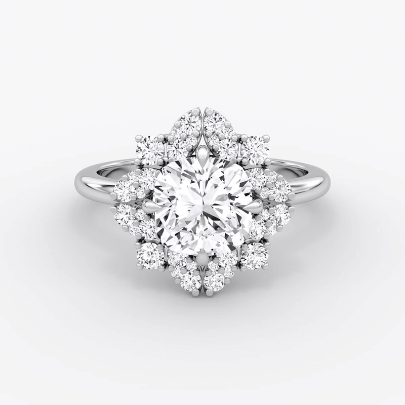 Carnation Cushion Cut Halo Engagement Ring - Intou