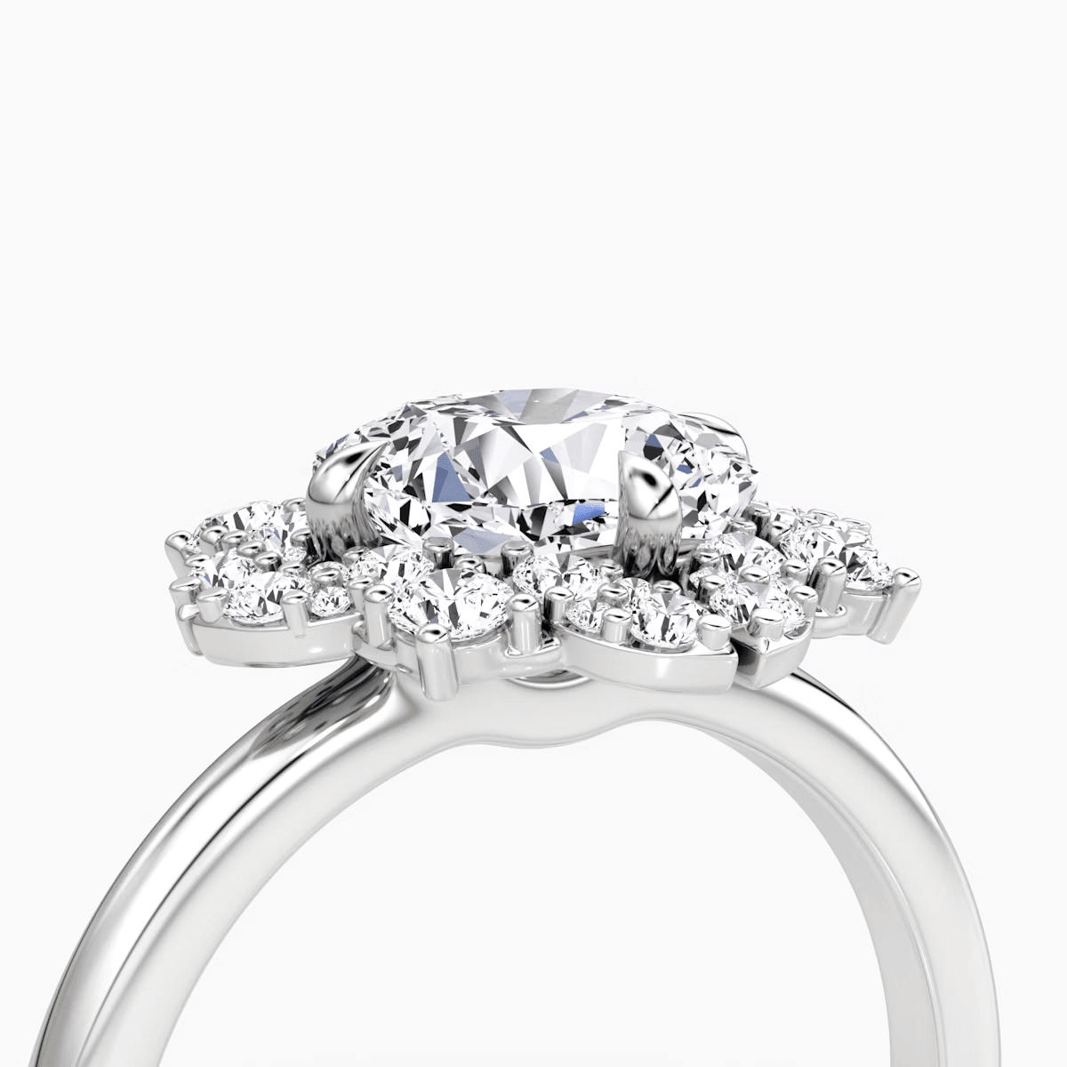 Carnation Cushion Cut Halo Engagement Ring - Intou