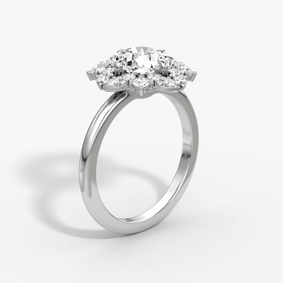 Carnation Cushion Cut Halo Engagement Ring - Intou