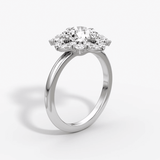 Carnation Cushion Cut Halo Engagement Ring - Intou