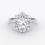 Carnation Cushion Cut Halo Pave Engagement Ring - Intou