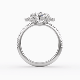 Carnation Cushion Cut Halo Pave Engagement Ring - Intou