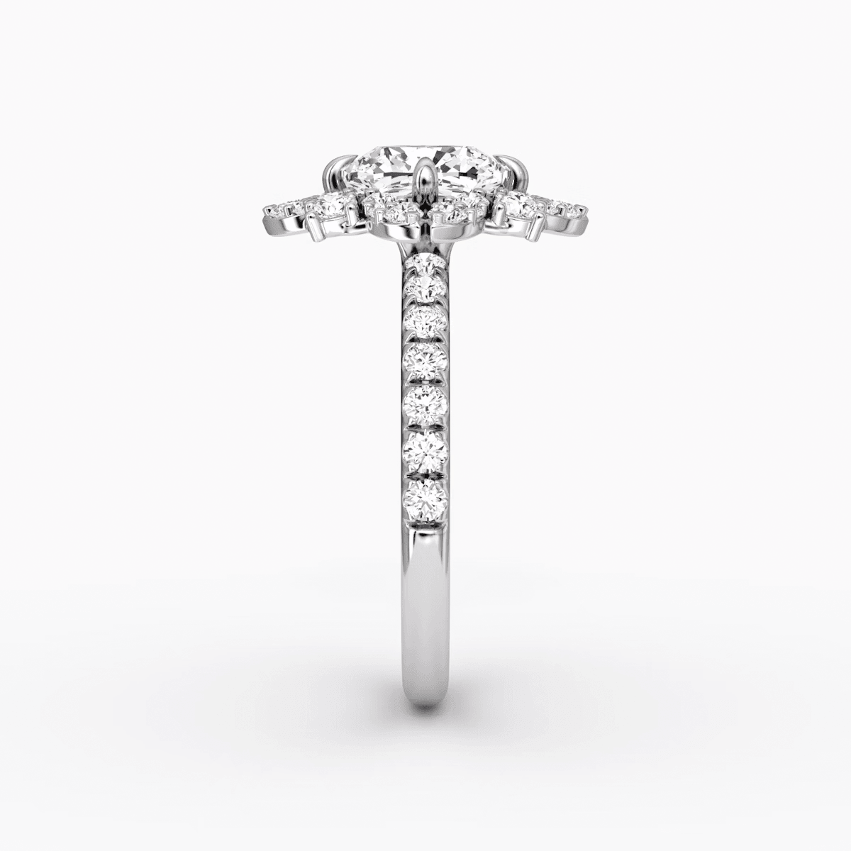 Carnation Cushion Cut Halo Pave Engagement Ring - Intou