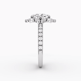 Carnation Cushion Cut Halo Pave Engagement Ring - Intou