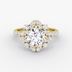 Carnation Round Cut Halo Pave Engagement Ring - Intou