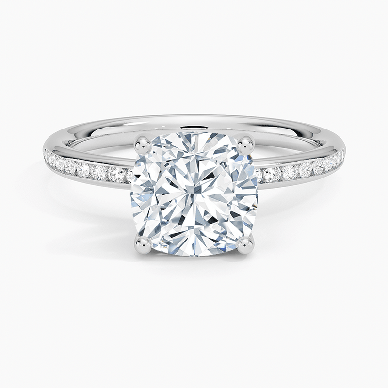 Channel Set Cushion Cut Diamond Engagement Ring - Intou