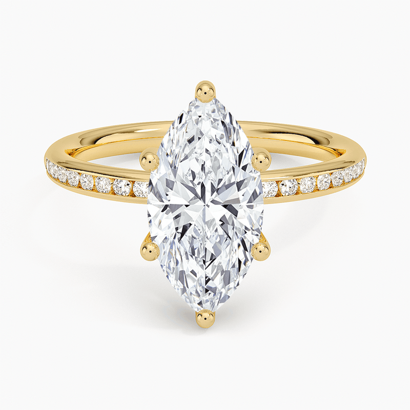 Channel Set Marquise Cut Diamond Engagement Ring - Intou