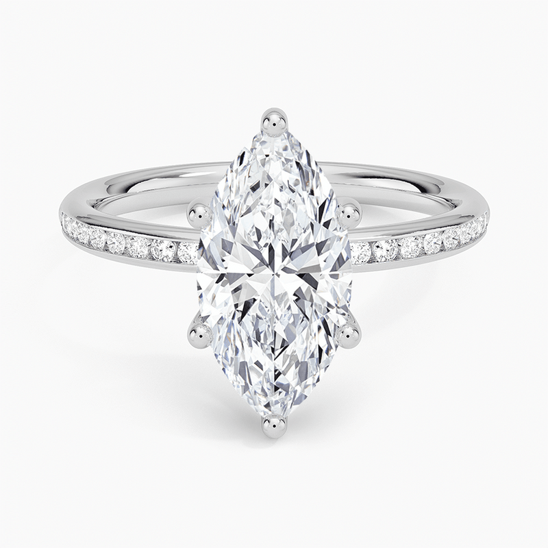 Channel Set Marquise Cut Diamond Engagement Ring - Intou