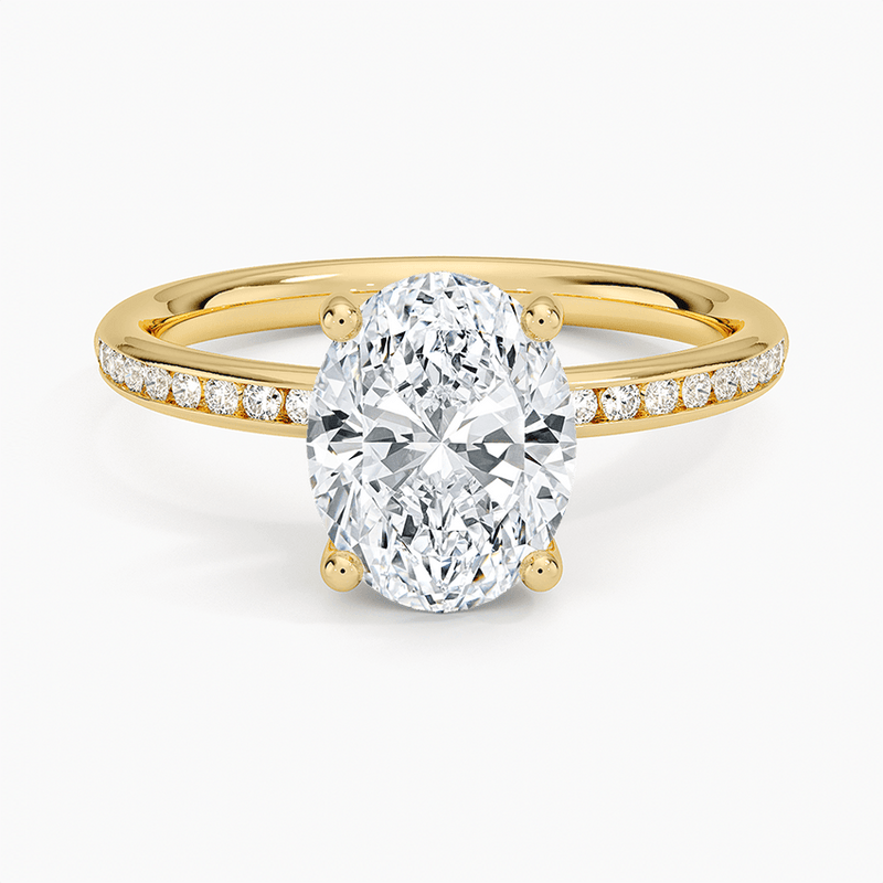 Channel Set Oval Cut Diamond Engagement Ring - Intou