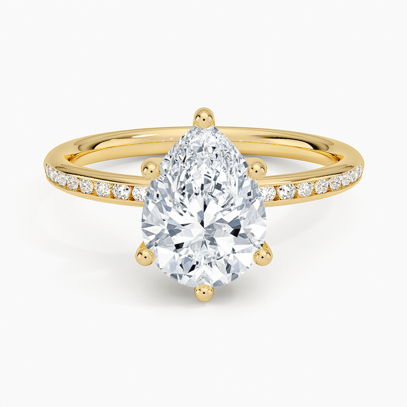 Channel Set Pear Cut Diamond Engagement Ring - Intou