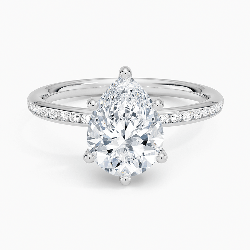 Channel Set Pear Cut Diamond Engagement Ring - Intou